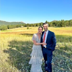 Astr Light Blue Floral Tiered Maxi Dress